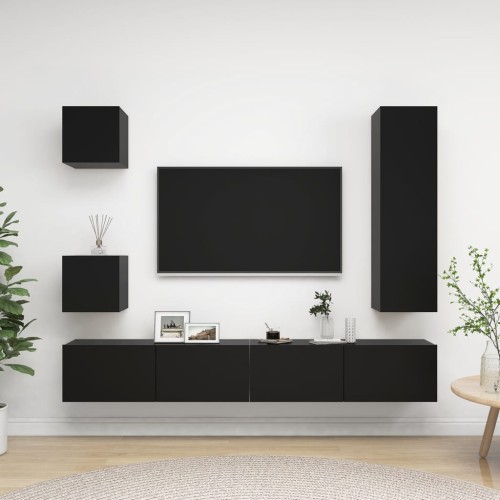 Set Mobile TV 5 pz Nero in Truciolato