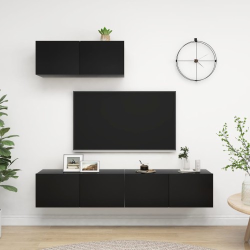 Mobili TV 3 pz Neri in Truciolato