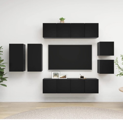 Set Mobile TV 8 pz Nero in Truciolato