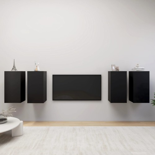 Mobili TV 4 pz Neri 30,5x30x60 cm in Truciolato