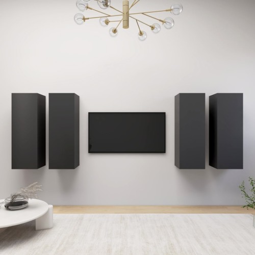 Mobili TV 4 pz Grigi 30,5x30x90 cm in Truciolato