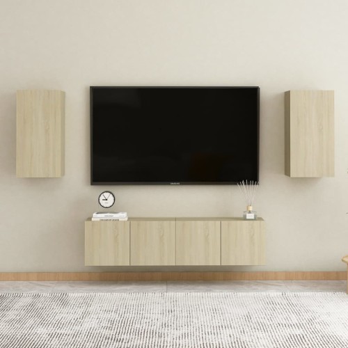 Set Mobili TV 4 pz Rovere Sonoma in Truciolato