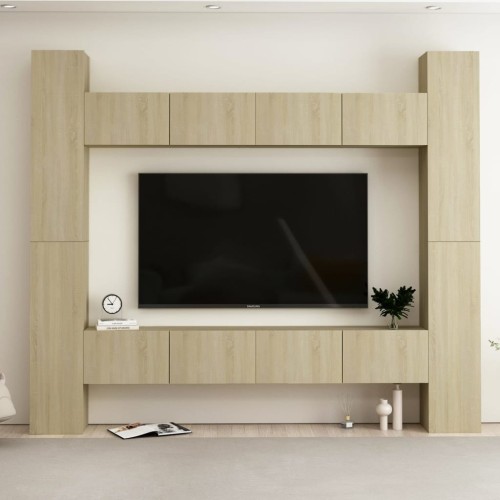 Set Porta TV 8 pz Rovere Sonoma in Truciolato