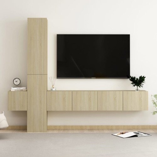 Set Porta TV 5 pz Rovere Sonoma in Truciolato