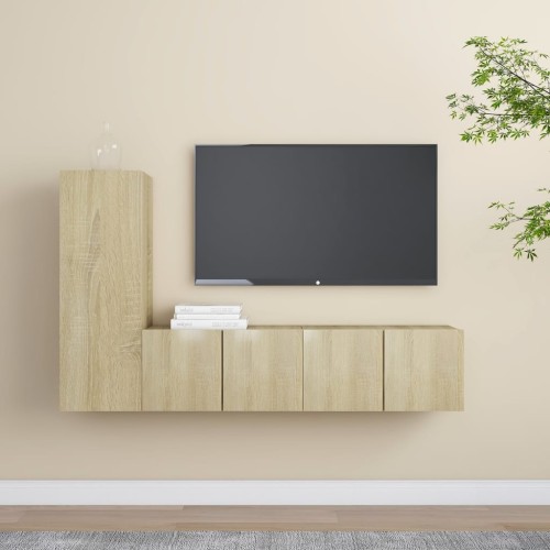Set Porta TV 3 pz Rovere Sonoma in Truciolato