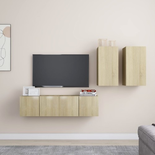Set Mobili TV 4 pz Rovere Sonoma in Truciolato