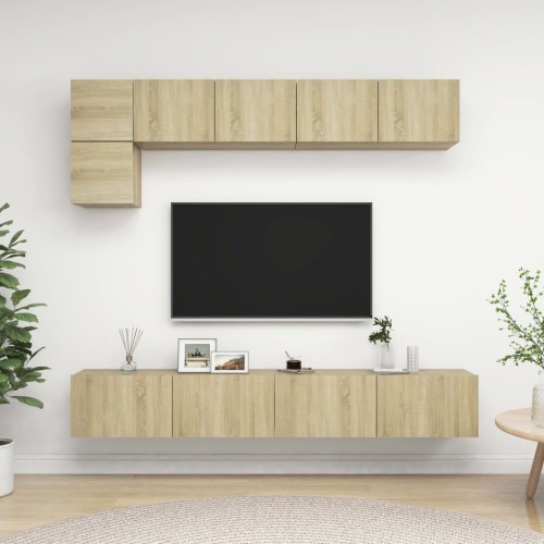 Set Porta TV 5 pz Rovere Sonoma in Truciolato