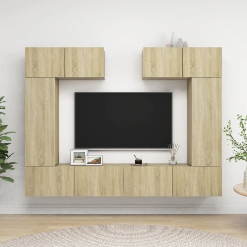 Set Porta TV 6 pz Rovere Sonoma in Truciolato