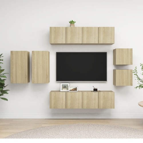 Set Porta TV 8 pz Rovere Sonoma in Truciolato