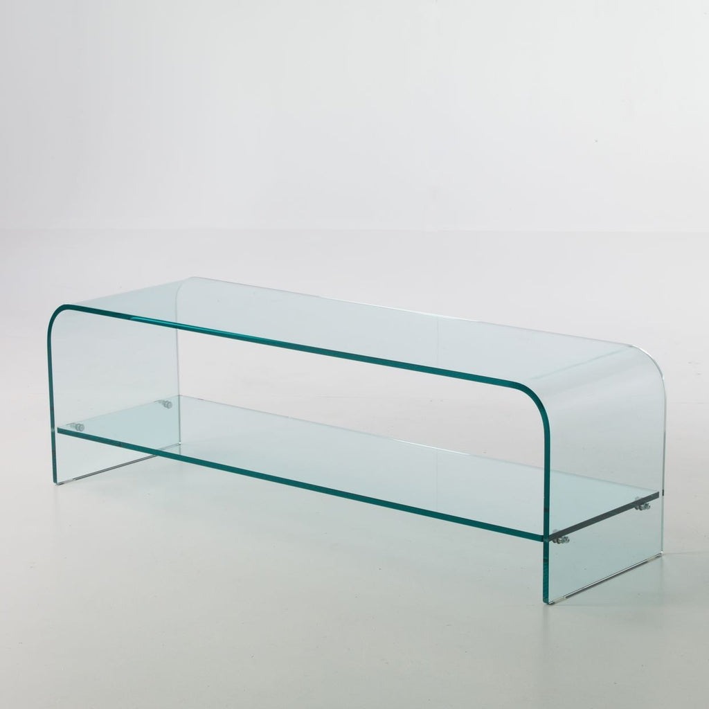 Tavolino TV in vetro curvato 120 x 35 Katie