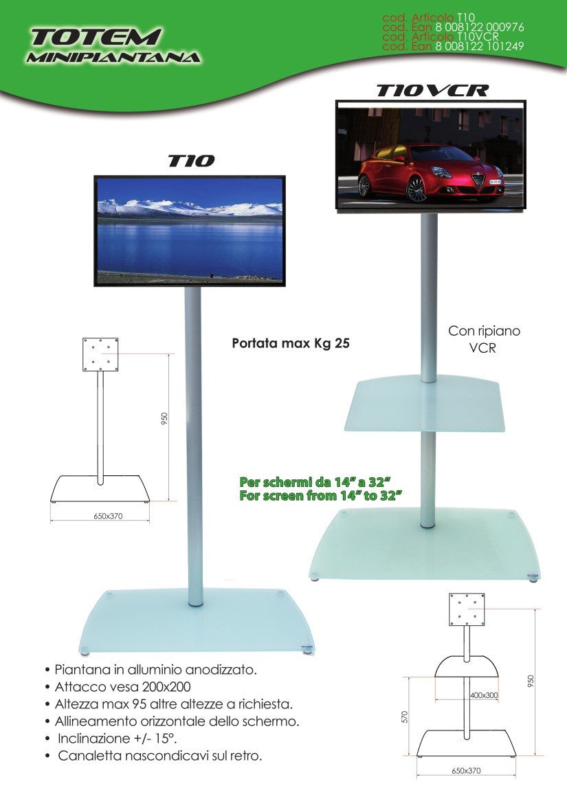 Piantana per televisori LCD design moderno Totem T10