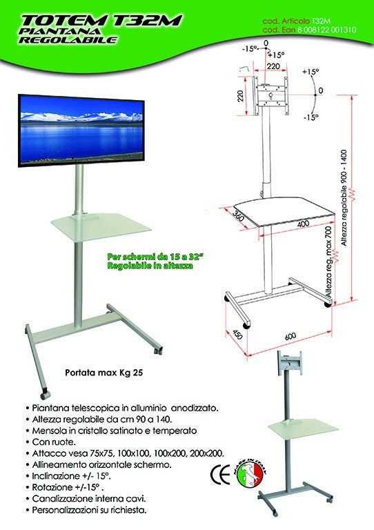 Piantana per televisori LCD Totem T32