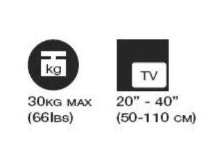 Supporto a muro per tv fino a 40" SupTV2
