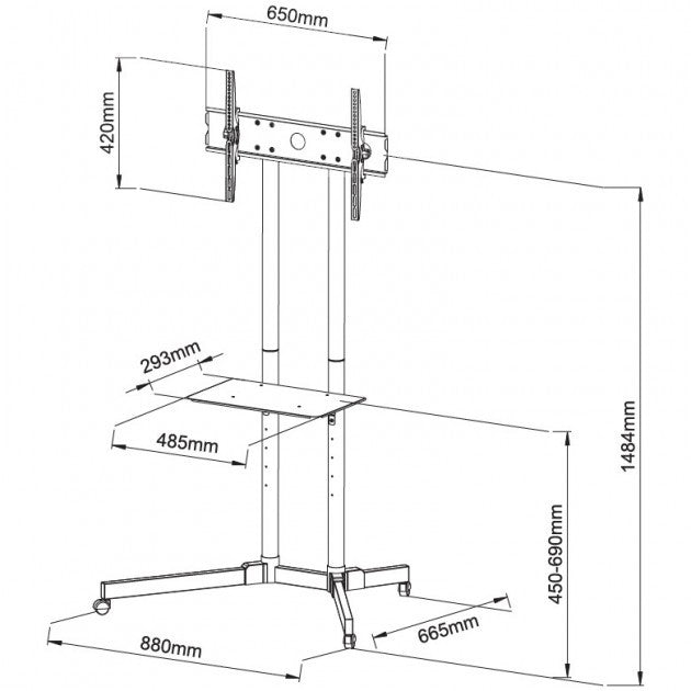Carrello porta televisione Wilson6 per TV LCD da 30" a 65"