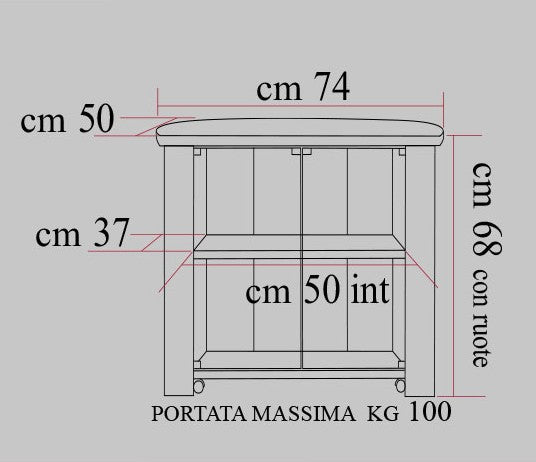 Mobile tv con ruote in legno melaminico Kleo 74 Silver