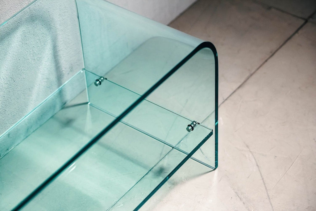 Tavolino TV in vetro curvato 120 x 35 Katie