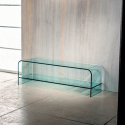 Tavolino TV in vetro curvato 120 x 35 Katie
