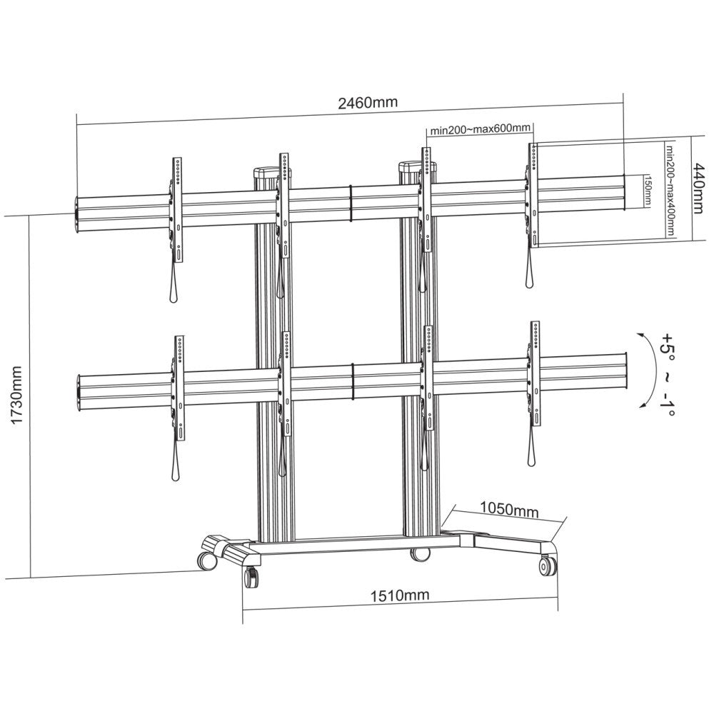 Carrello per VideoWall per 4 monitor Wally