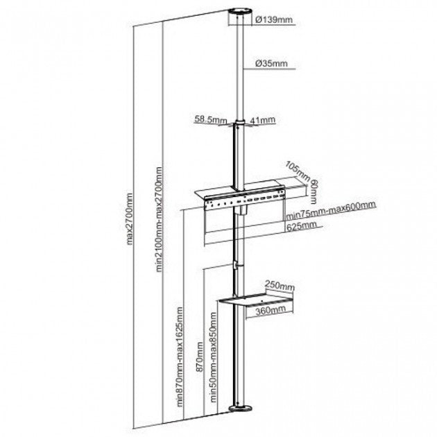 Supporto TV a piantana da terra a soffitto Denver