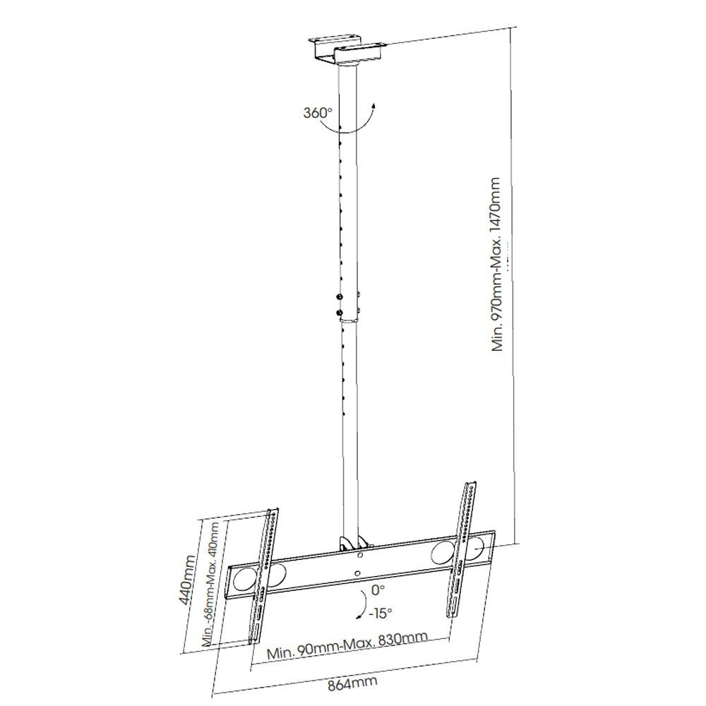 Supporto TV da soffitto 37-70" girevole e regolabile Gable