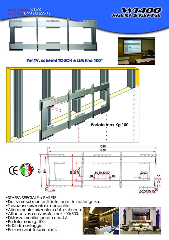 Staffa per TV per pareti in cartongesso Conrad