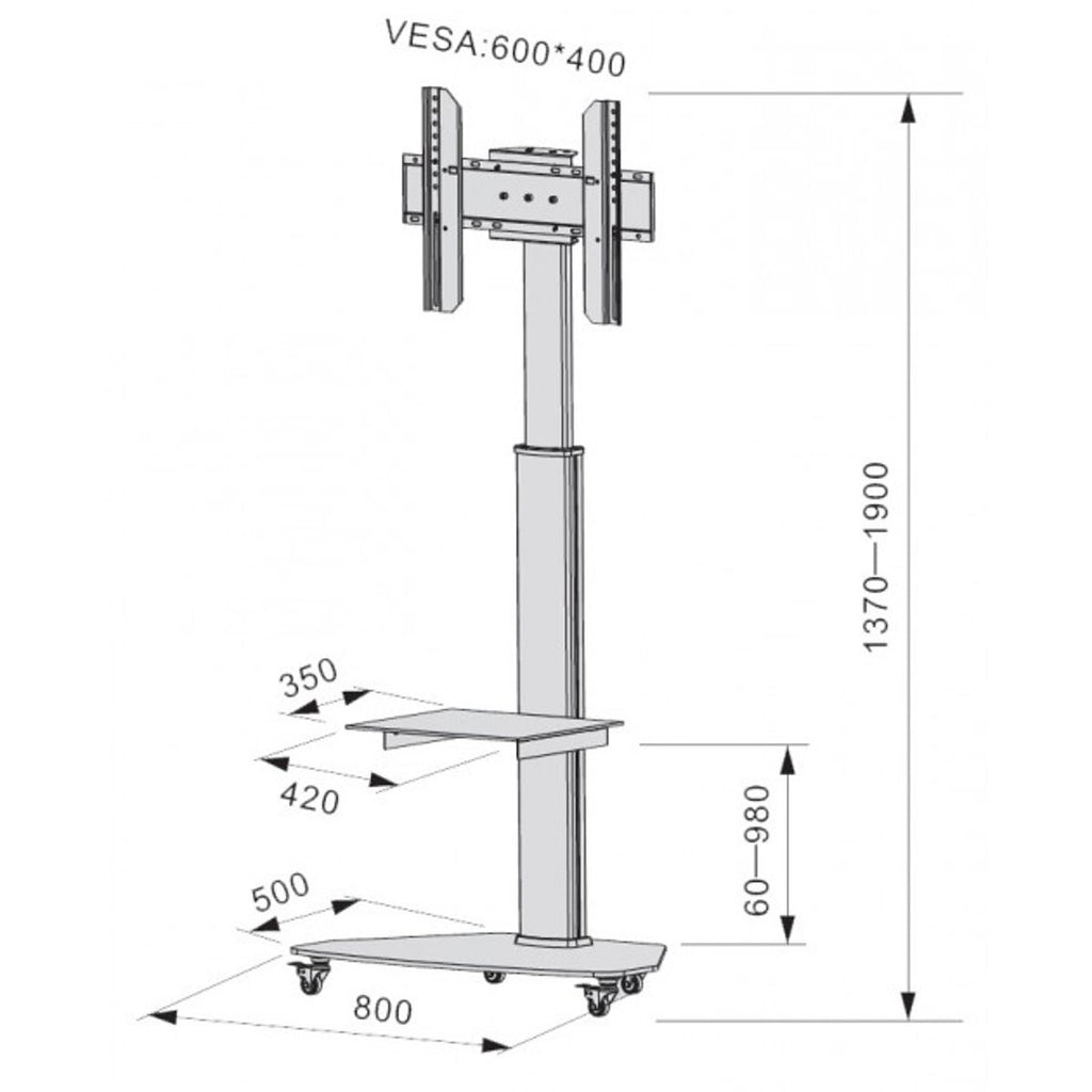 Carrello porta TV con ruote Agile Bianco