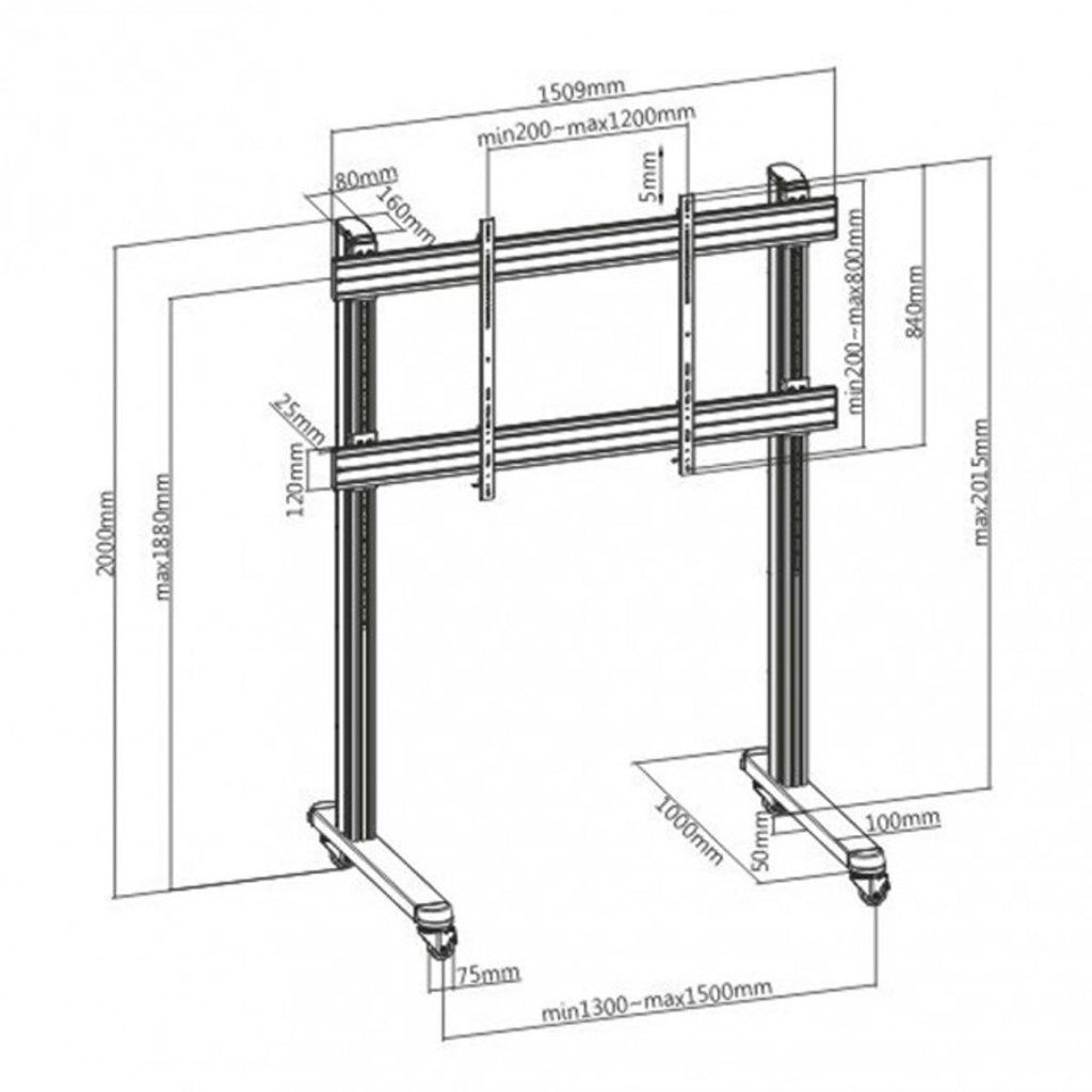 Carrello TV Quettro per LCD/LED/Plasma 70-120"
