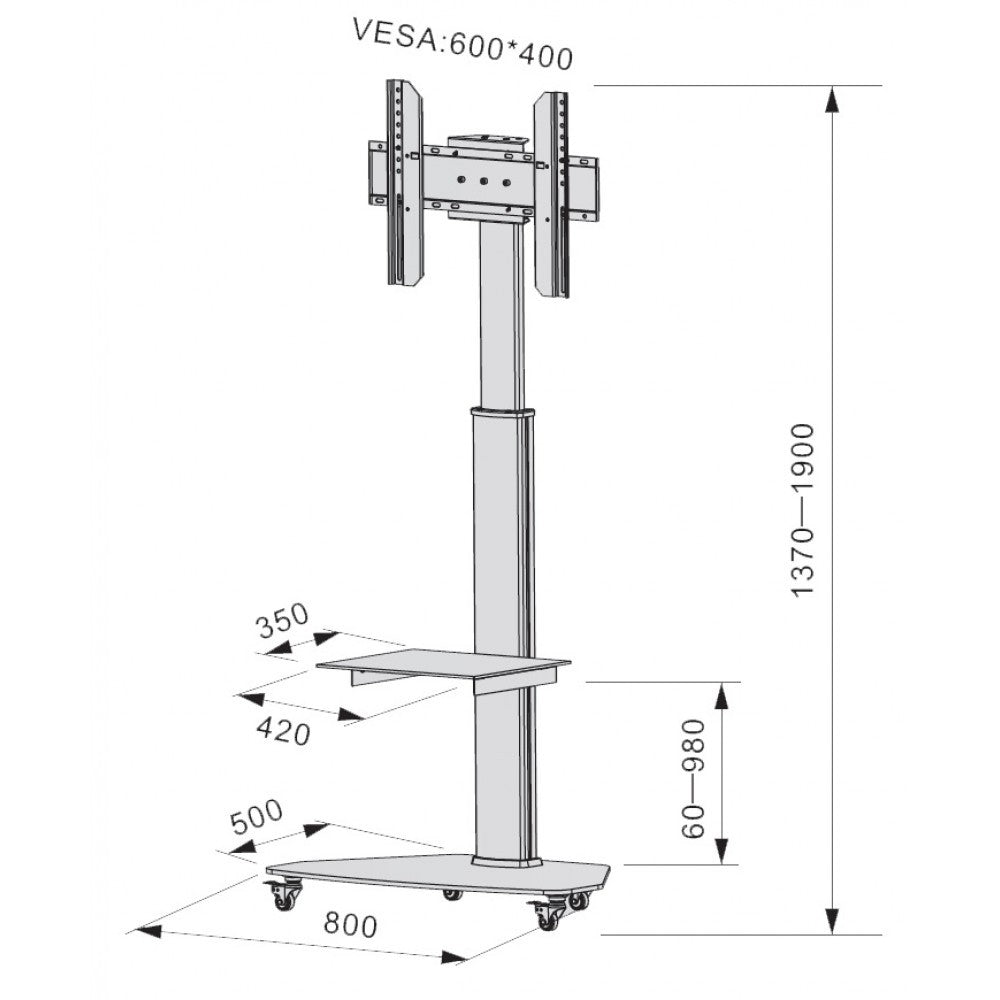 Carrello porta televisore Agile per LCD da 37 a 70 pollici