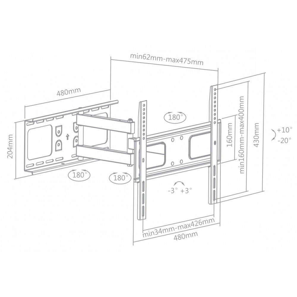 Supporto TV parete da 32 a 55 pollici Extend7