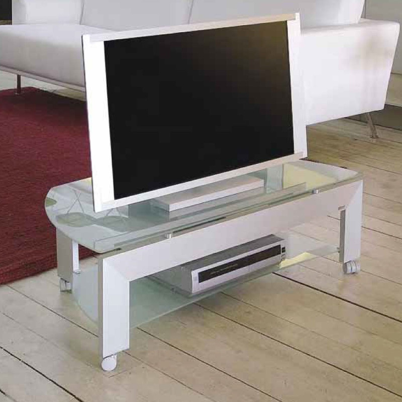 Quadro 100/33 carrello per tv alluminio e cristallo 100x51x33